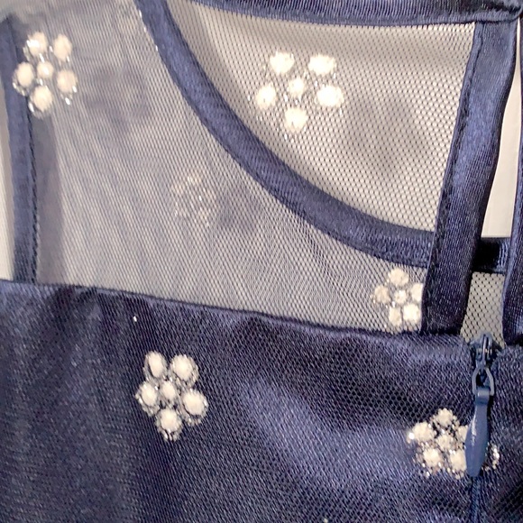 Glitter Tulle Satin Navy Special Occasion Dress Size 12 - Picture 6 of 7